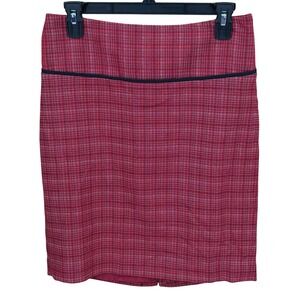 The Limited Skirt Womens 2 Red Black Pencil Lined Stretch Office Preppy Academia